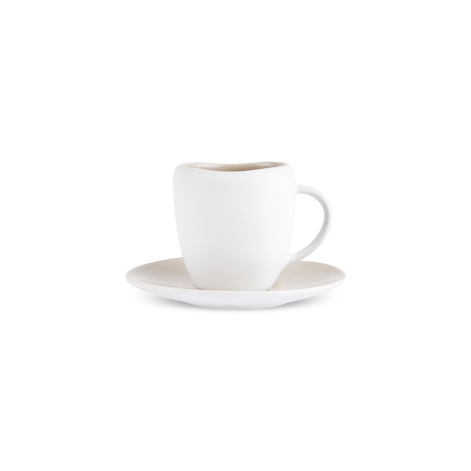 Karaca Earth Collection New Cupid Reactive Glaze Espresso Turkish Coffee Cup Set, 90ml, Beige White