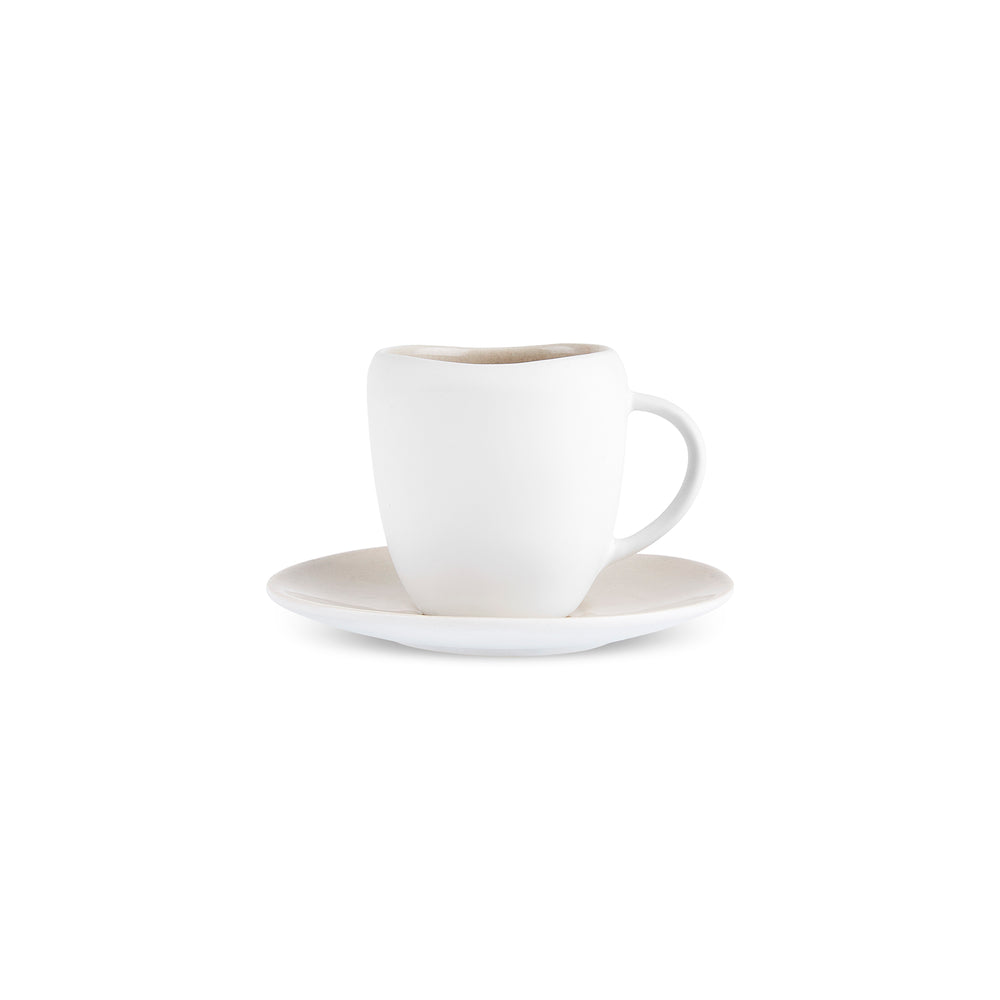 Karaca Earth Collection New Cupid Reactive Glaze Espresso Turkish Coffee Cup Set, 90ml, Beige White