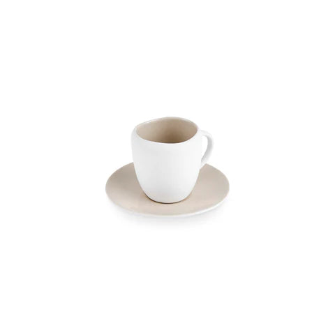 Karaca Earth Collection New Cupid Reactive Glaze Espresso Turkish Coffee Cup Set, 90ml, Single Person, Beige White