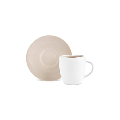 Karaca Earth Collection New Cupid Reactive Glaze Espresso Turkish Coffee Cup Set, 90ml, Beige White