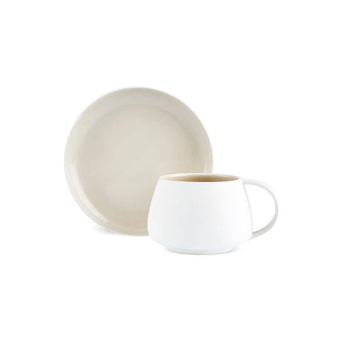 Karaca Earth Collection New Cupid 2-Piece Reactive Glaze Tea Set, 300ml, Single Person, Beige White