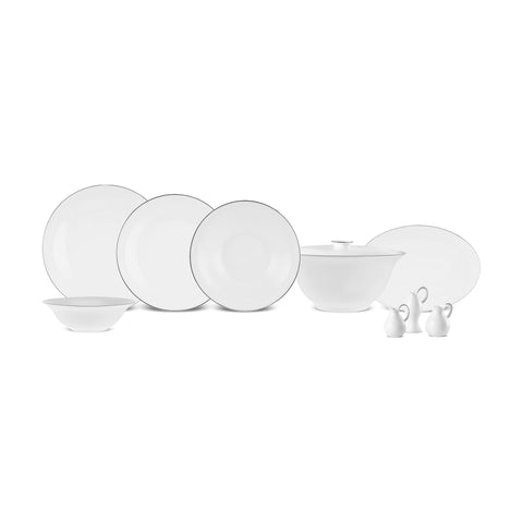 Karaca Fine Pearl Fame 55-Piece Dinner Set for 12 People, Platinum