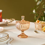 Karaca Jerry Glass Turkish Delight Bowl, Amber