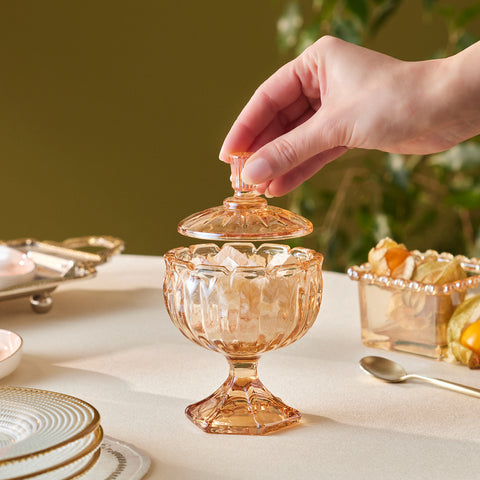 Karaca Jerry Glass Turkish Delight Bowl, Amber