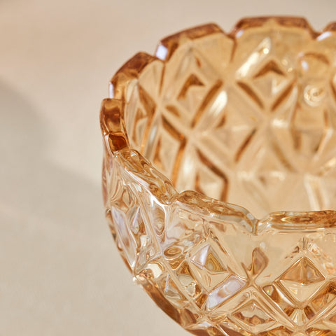 Karaca Louis Glass Turkish Delight Bowl, Amber