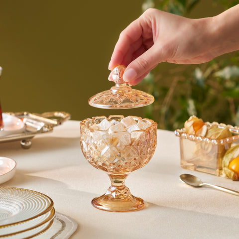 Karaca Louis Glass Turkish Delight Bowl, Amber