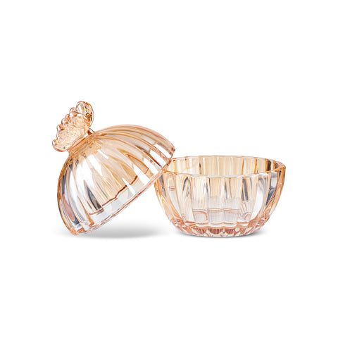 Karaca Butterfly Glass Turkish Delight Bowl, Amber