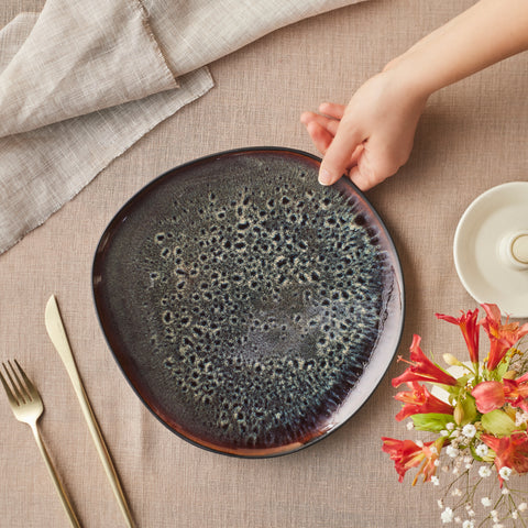 Karaca Earth Collection New Galactic Reactive Glaze Dinner Plate, 27cm, Black