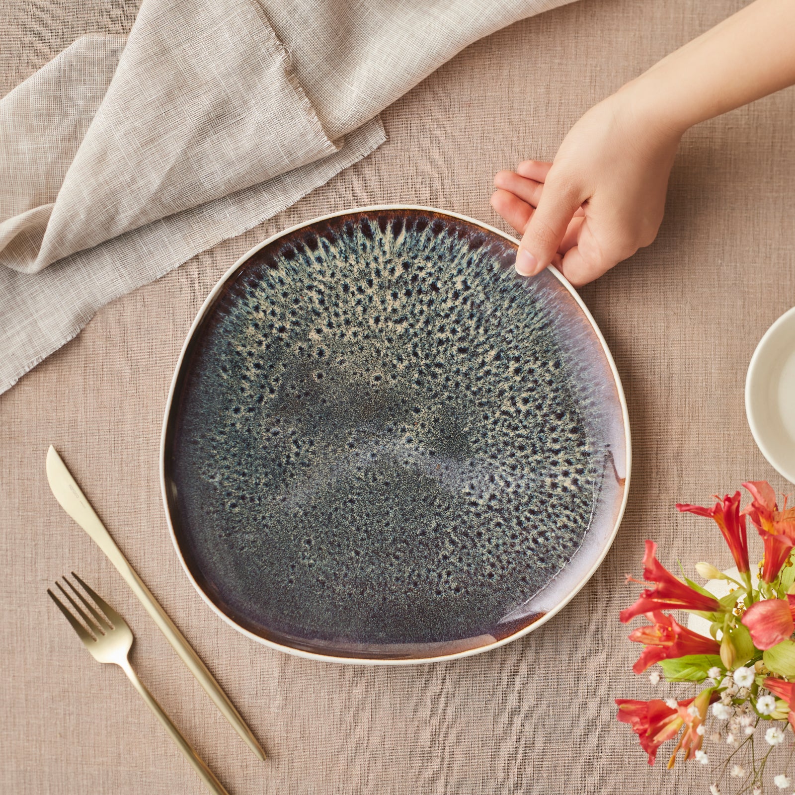 Karaca Earth Collection New Galactic Reactive Glaze Dinner Plate, 27cm