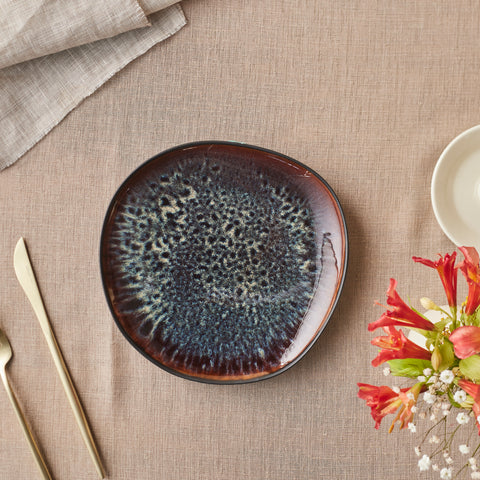 Karaca Earth Collection New Galactic Reactive Glaze Dessert/Side Plate, 22cm, Black