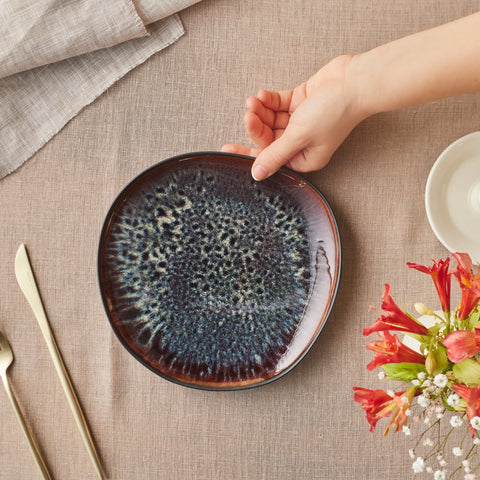 Karaca Earth Collection New Galactic Reactive Glaze Dessert/Side Plate, 22cm, Black