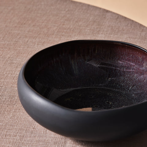 Karaca Earth Collection New Galactic Reactive Glaze Pasta Bowl, 21cm, Black