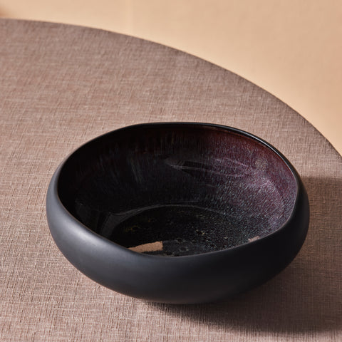 Karaca Earth Collection New Galactic Reactive Glaze Pasta Bowl, 21cm, Black