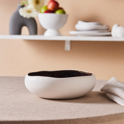 Karaca Earth Collection New Galactic Reactive Glaze Pasta Bowl, 21cm, White