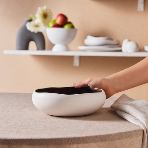 Karaca Earth Collection New Galactic Reactive Glaze Pasta Bowl, 21cm, White