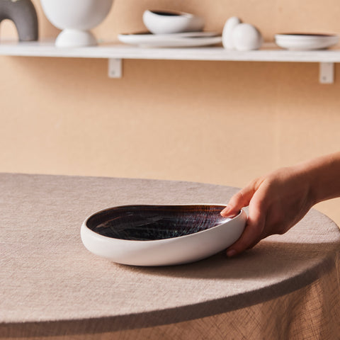 Karaca Earth Collection New Galactic Reactive Glaze Salad Bowl, 23cm, White