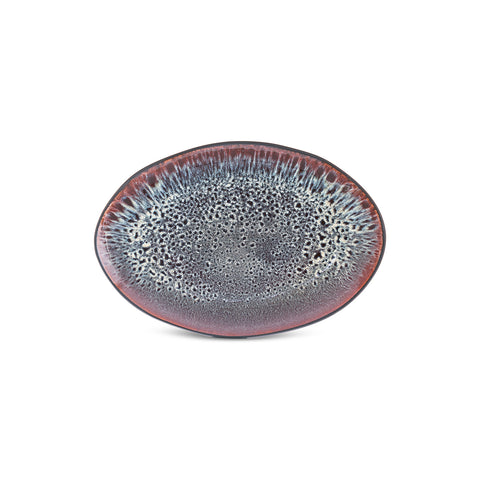 Karaca Earth Collection New Galactic Reactive Glaze Large Serving Platter, 36cm, Black