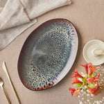 Karaca Earth Collection New Galactic Reactive Glaze Large Serving Platter, 36cm, Black