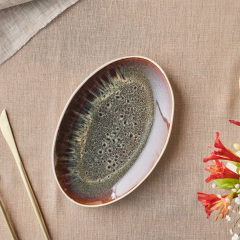 Karaca Earth Collection New Galactic Reactive Glaze Serving Platter, 24cm, White