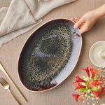 Karaca Earth Collection New Galactic Reactive Glaze Large Serving Platter, 36cm, White