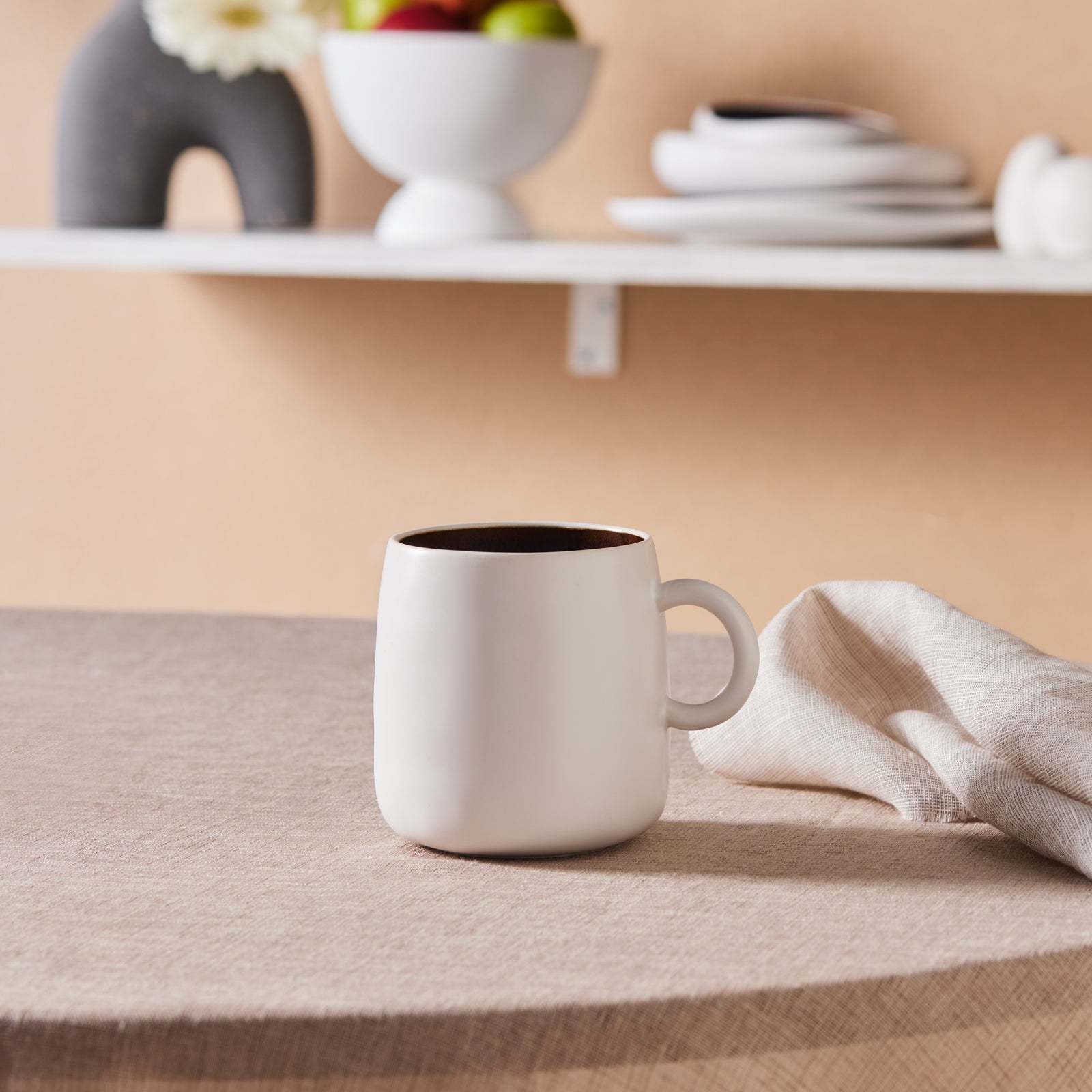 Karaca Earth Collection New Galactic Reactive Glaze Mug, 400ml, White