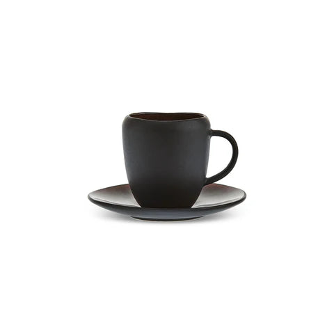 Karaca Earth Collection New Galactic 2-Piece Reactive Glaze Espresso Turkish Coffee Cup Set, 100ml, Single Person, Black