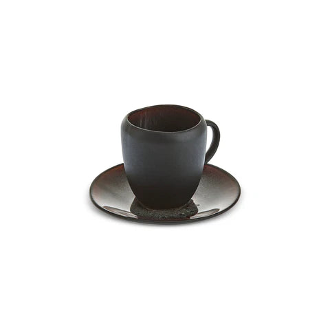 Karaca Earth Collection New Galactic 2-Piece Reactive Glaze Espresso Turkish Coffee Cup Set, 100ml, Single Person, Black