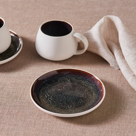 Karaca Earth Collection New Galactic 2-Piece Reactive Glaze Tea Set, 300ml, Single Person, White