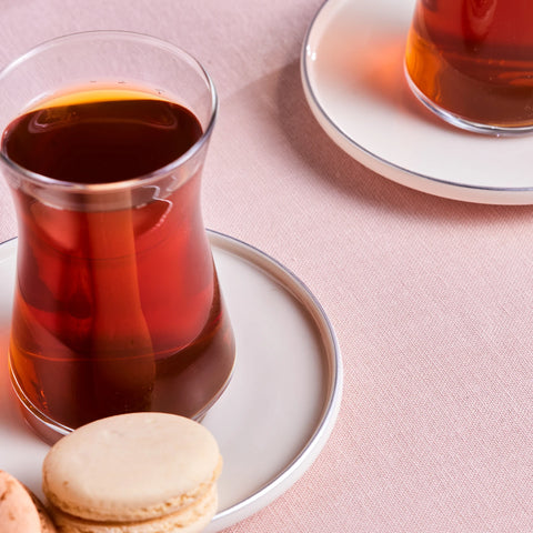 Karaca Streamline Saturn 12-Piece Turkish Tea Set for 6 People, Platin