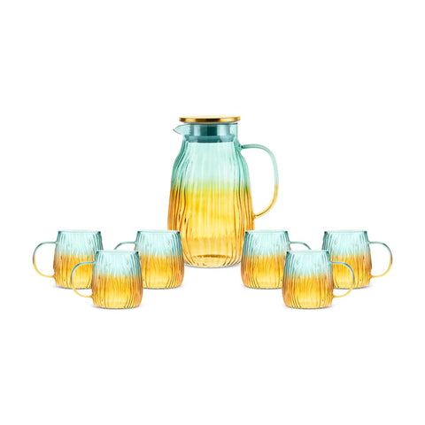 Karaca Jolie 7-Piece Tumbler Glass Set, Yellow Green