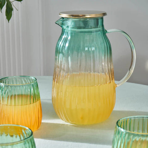 Karaca Jolie 7-Piece Tumbler Glass Set, Yellow Green