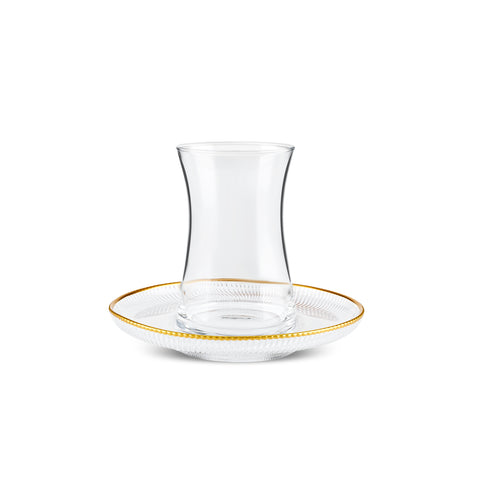 Karaca Juliet 12-Piece Turkish Tea Set for 6 People, 170ml, Gold