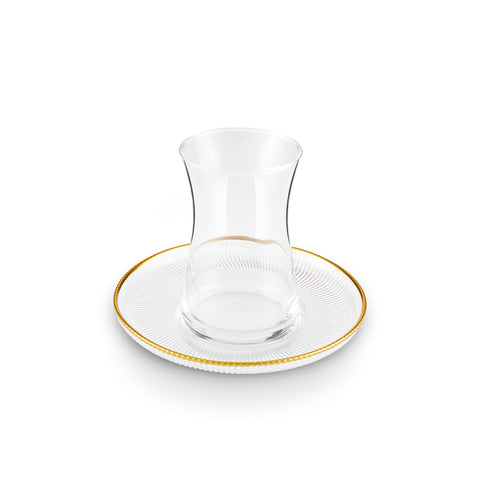 Karaca Juliet 12-Piece Turkish Tea Set for 6 People, 170ml, Gold