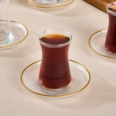 Karaca Juliet 12-Piece Turkish Tea Set for 6 People, 170ml, Gold