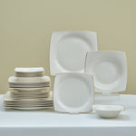 Karaca Square Bone China Mensa 24-Piece Dinner Set for 6 People, Gold