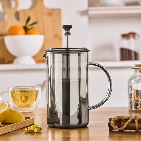 Karaca Alina Glass French Press, 600ml, Grey