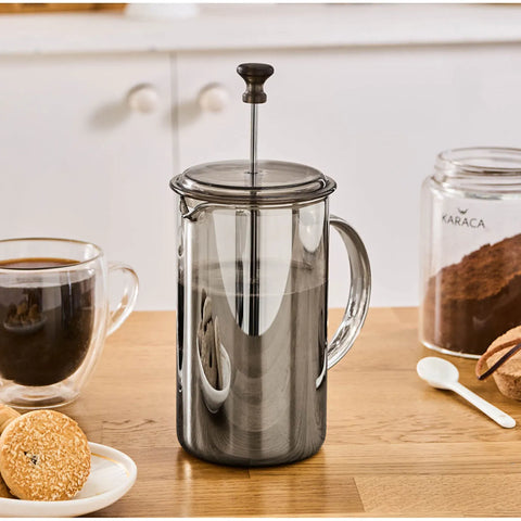 Karaca Alina Glass French Press, 600ml, Grey