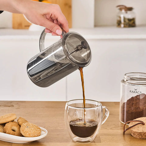 Karaca Alina Glass French Press, 600ml, Grey