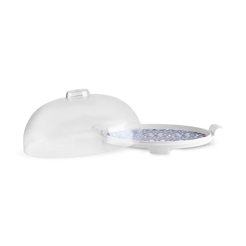 Karaca Ebru Cake Dome with Stand, 35cm, Multi