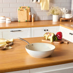 Karaca Swiss Crystal Almond Cream Non-Stick Induction Handle Wok, 28cm, Cream