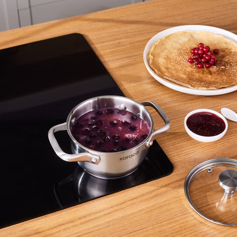 Karaca Elite Stainless Steel Induction Mini Stock Pot & Lid, 14cm, Silver
