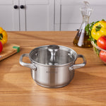 Karaca Elite Stainless Steel Induction Stock Pot, Lid, 16cm, Silver