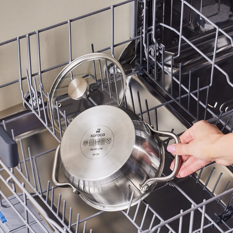 Karaca Elite Stainless Steel Induction Stock Pot, Lid, 16cm, Silver