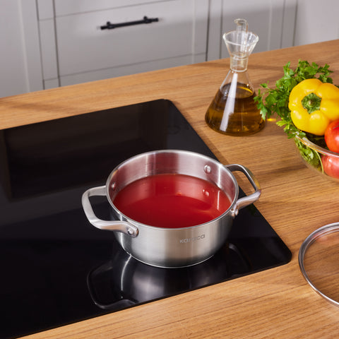 Karaca Elite Stainless Steel Induction Stock Pot & Lid, 18cm, Silver