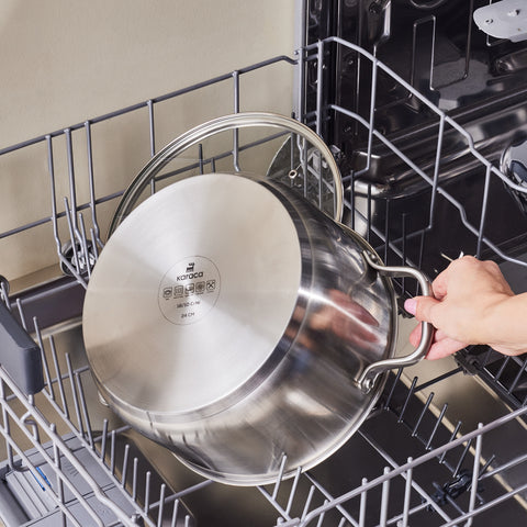 Karaca Elite Stainless Steel Induction Stock Pot & Lid, 24cm, Silver