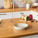 Karaca Swiss Crystal Almond Cream Non-Stick Induction Stainless Steel Handle Pan, 22cm, Cream