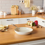 Karaca Swiss Crystal Almond Cream Non-Stick Induction Stainless Steel Handle Pan, 30cm, Cream