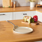 Karaca Swiss Crystal Almond Cream Non-Stick Induction Stainless Steel Handle Pancake Pan, 25cm, Cream
