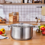 Karaca Elite Stainless Steel Induction Stock Pot & Lid, 34cm, Silver