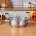 Karaca Elite Stainless Steel Induction Shallow Casserole & Lid, 24cm, Silver